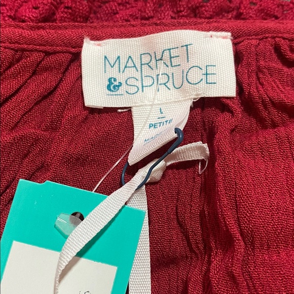 MARKET & SPRUCE Jacqui Crochet Top Burgundy - LP - Picture 8 of 11